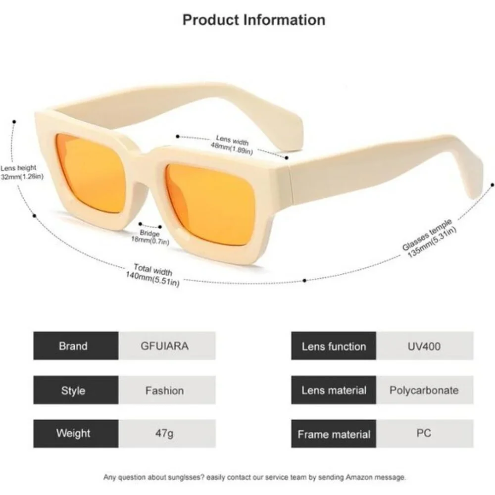 ⚡Men Yellow Fashion Thick Trendy Square Shades Rectangle Designer SunGlasses